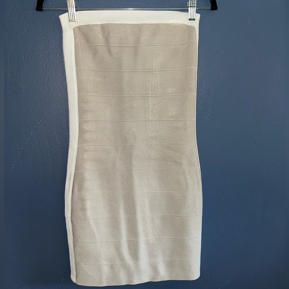 BB Dakota Tan Elastic Bandage Mini Dress - EUC